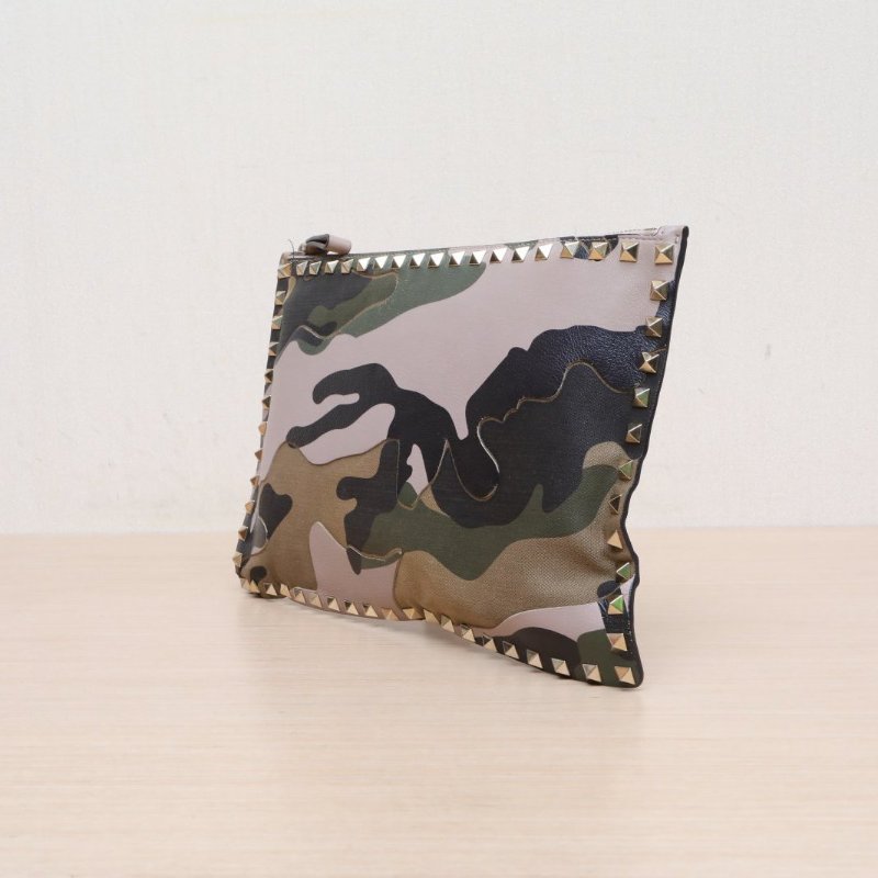 VALENTINO 拼色羊皮帆布迷彩手拿包/肩背包-2