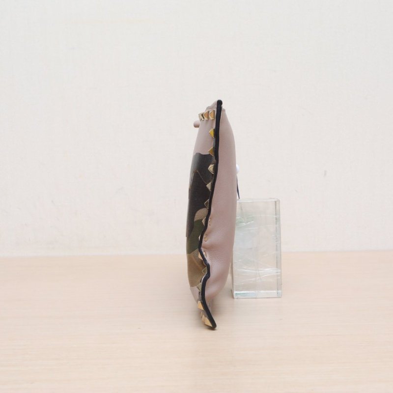 VALENTINO 拼色羊皮帆布迷彩手拿包/肩背包-3