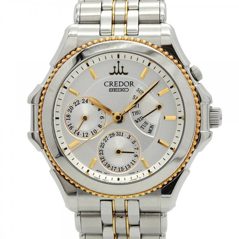 精工 Credor 4S77-0A30 銀色錶盤男士腕錶