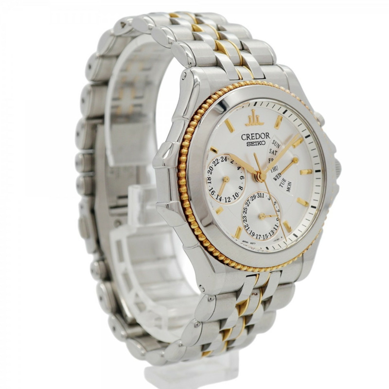 精工 Credor 4S77-0A30 銀色錶盤男士腕錶-2