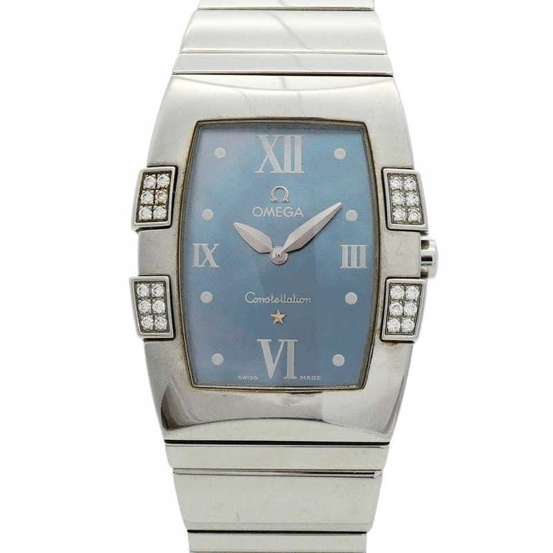 歐米茄星座系列 Quadrella 1586.72 藍色錶盤女錶-0