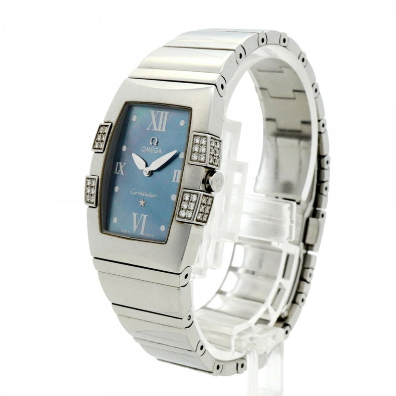 歐米茄星座系列 Quadrella 1586.72 藍色錶盤女錶-1