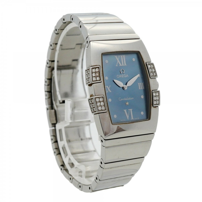 歐米茄星座系列 Quadrella 1586.72 藍色錶盤女錶-2