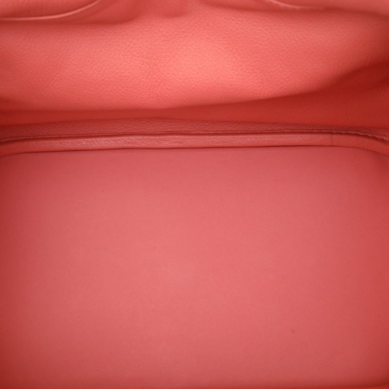 HERMES 3L玫瑰茶色EC皮框R銀扣Lindy30肩背包-3