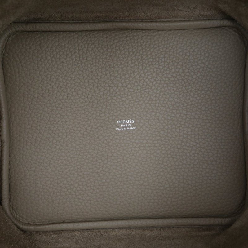 HERMES Picotin22菜籃子8Q馬爾法米色TC皮W刻銀扣肩背包-2