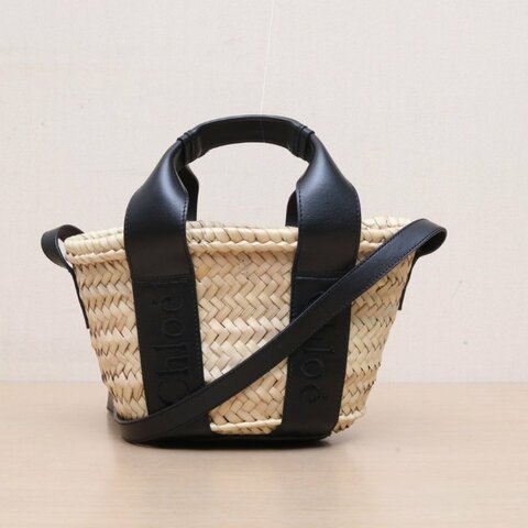 CHLOE 棕色草編淺金扣Sensebasket菜籃子包肩背包