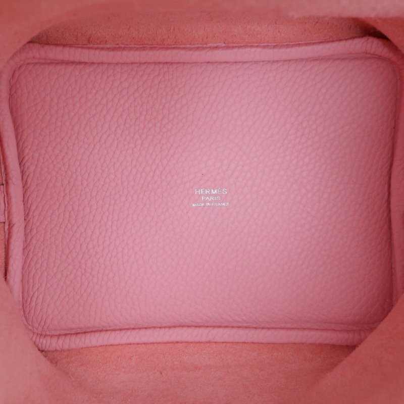 HERMES Picotin18菜籃子3Q新櫻花粉TC皮U刻銀扣肩背包-2