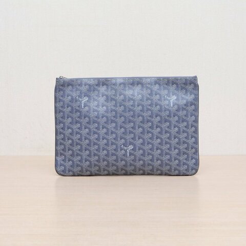 GOYARD 灰色PVC老花滿印拉鏈開合手拿包肩背包