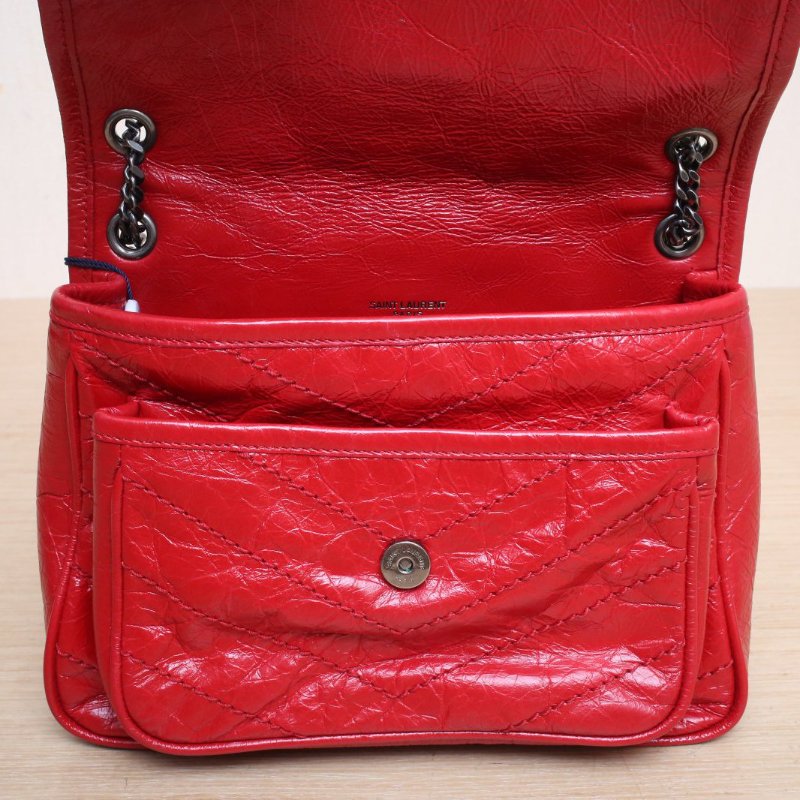 SAINT LAURENT NikiMini21紅色牛皮銀扣肩背包-2