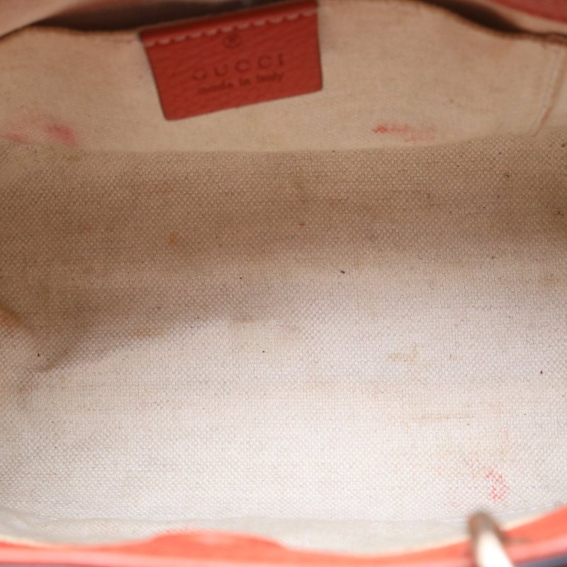 GUCCI 橘紅牛皮金扣竹節包肩背包-3