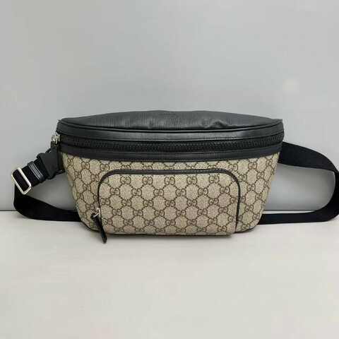 Gucci GG老花拼黑色大號腰包胸包