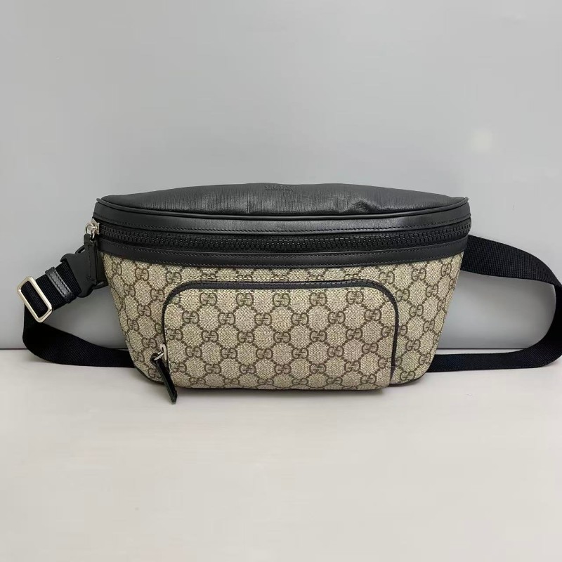 Gucci GG老花拼黑色大號腰包胸包-0