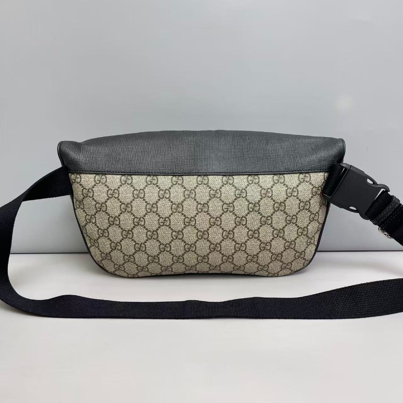 Gucci GG老花拼黑色大號腰包胸包-1