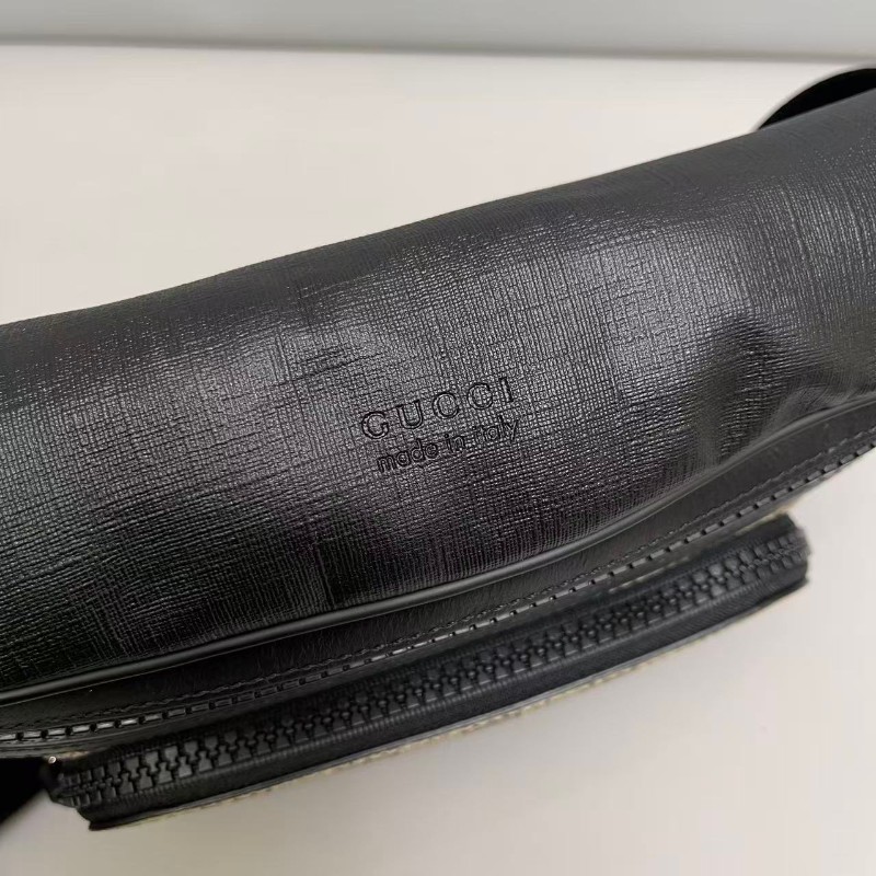 Gucci GG老花拼黑色大號腰包胸包-2