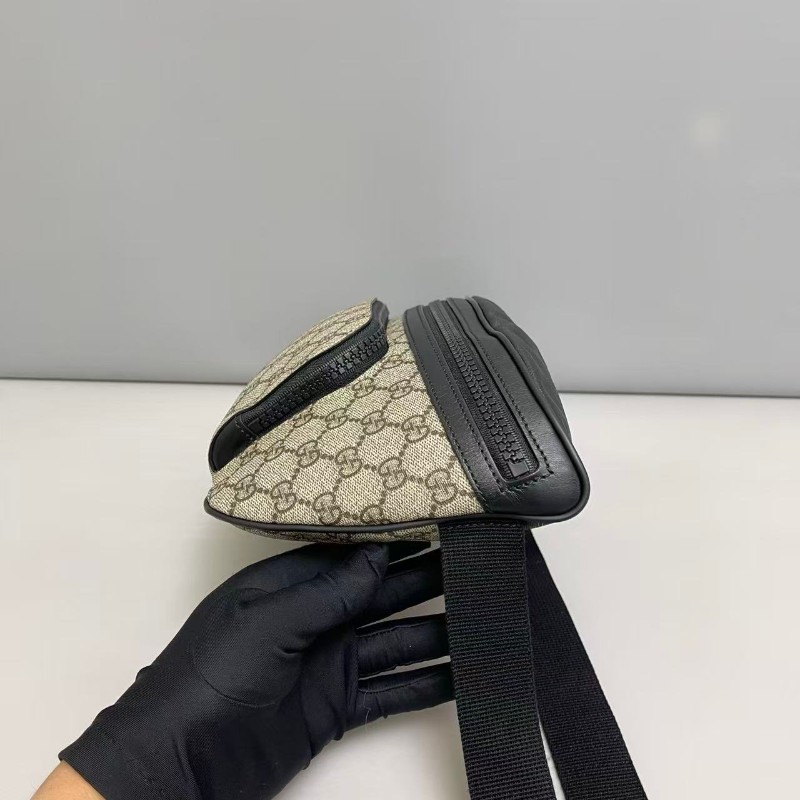 Gucci GG老花拼黑色大號腰包胸包-3