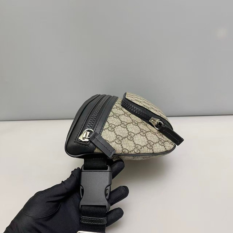 Gucci GG老花拼黑色大號腰包胸包-4