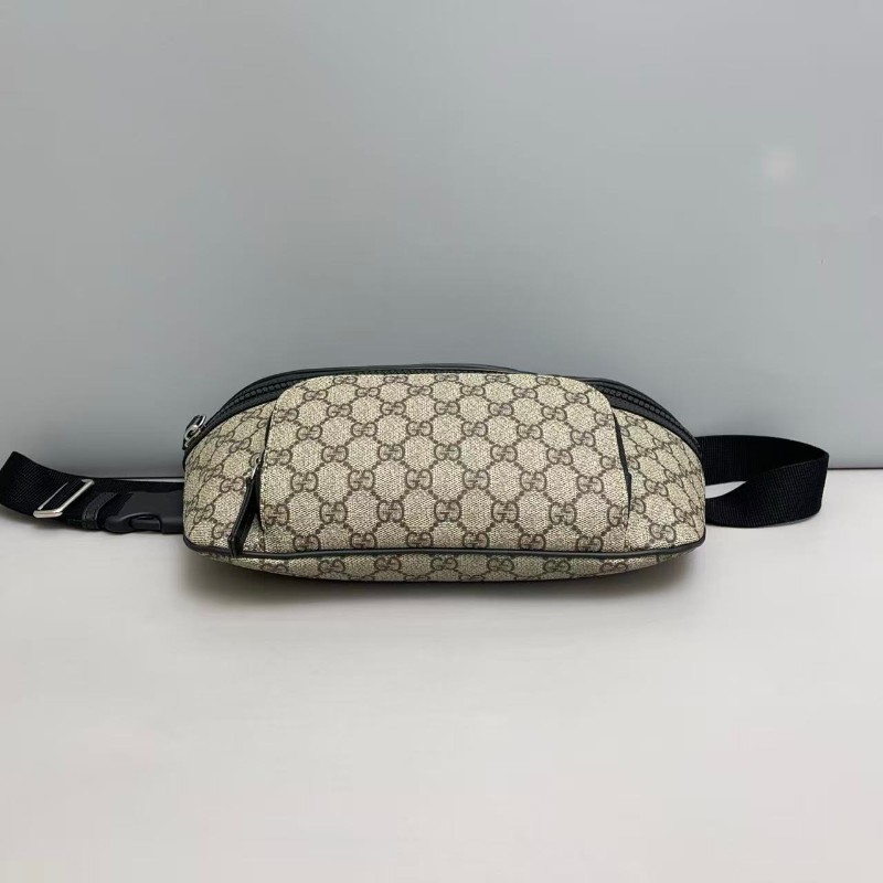 Gucci GG老花拼黑色大號腰包胸包-5