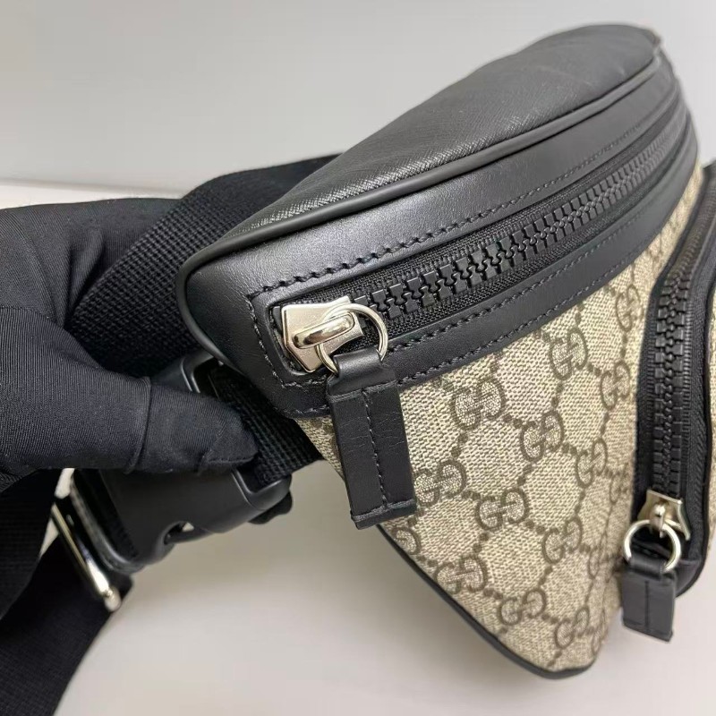 Gucci GG老花拼黑色大號腰包胸包-6