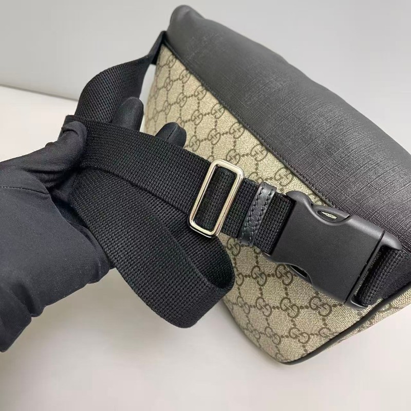 Gucci GG老花拼黑色大號腰包胸包-7
