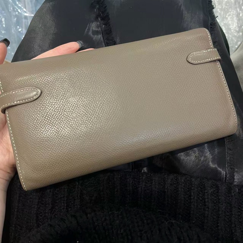 「JL精品代購」 愛馬仕大象灰金扣kelly長錢包 E皮-1