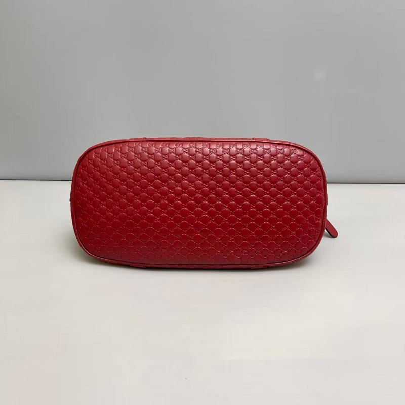 Gucci Micro中號酒紅色全皮壓紋貝殼包-4