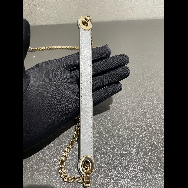 Dior lady dior 三格戴妃珠光灰色肩背包手提包-27