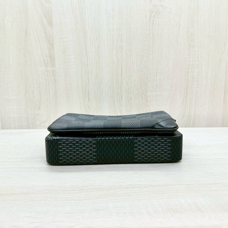 LV黑灰棋盤格帆布三合一斜背郵差包/N50017-6