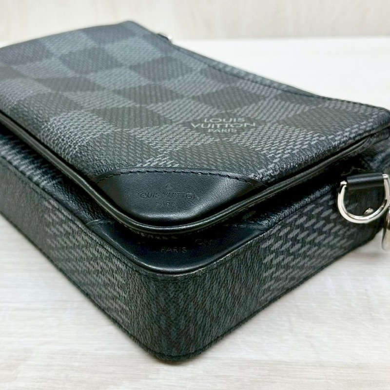 LV黑灰棋盤格帆布三合一斜背郵差包/N50017-10