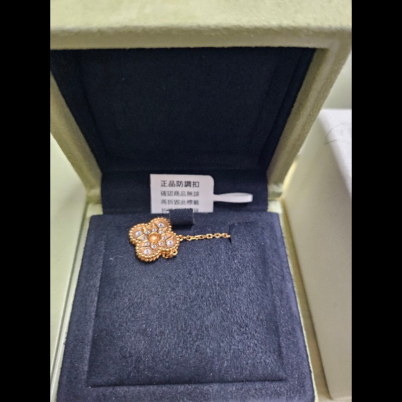 Vancleef&Arpels梵克雅寶四葉玫瑰金全鑽-6