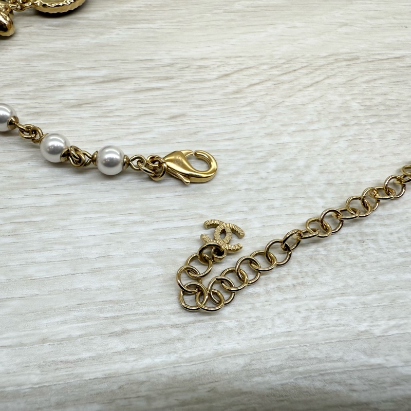 CHANEL金色珍珠花朵造型項鍊-7