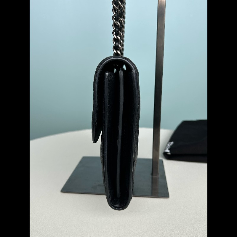 Chanel 黑銀羊皮woc信封肩背包斜背包-3