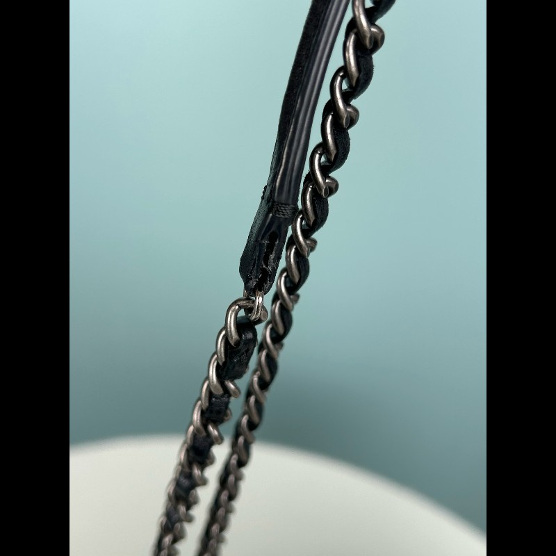Chanel 黑銀羊皮woc信封肩背包斜背包-15