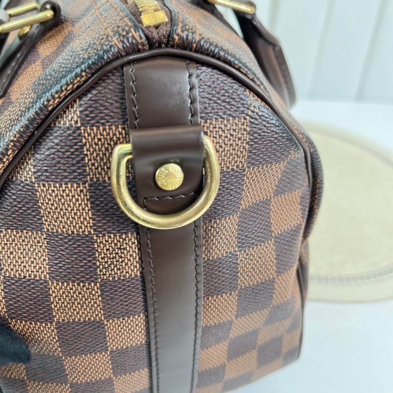 LV speedy25經典棕棋盤格手提包 可拆卸肩帶-6
