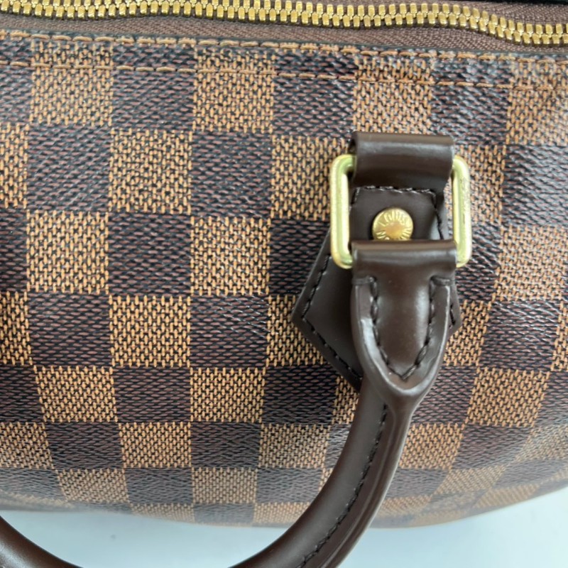 LV speedy25經典棕棋盤格手提包 可拆卸肩帶-7