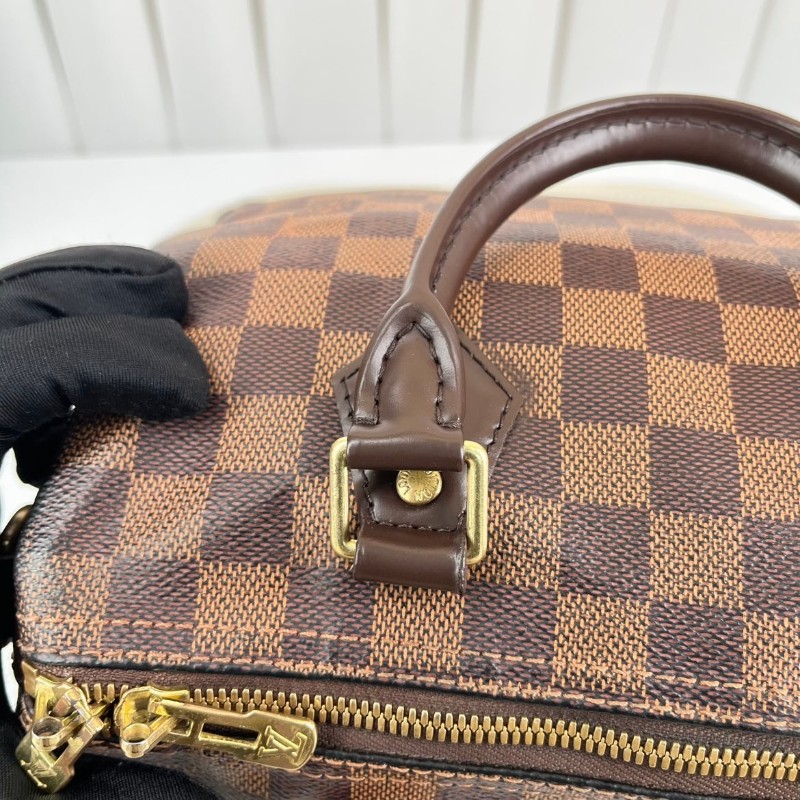 LV speedy25經典棕棋盤格手提包 可拆卸肩帶-10