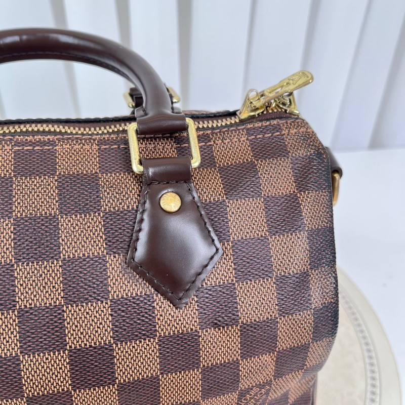 LV speedy25經典棕棋盤格手提包 可拆卸肩帶-14