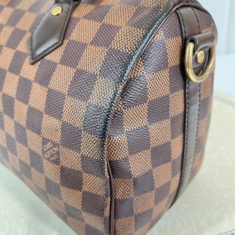 LV speedy25經典棕棋盤格手提包 可拆卸肩帶-16