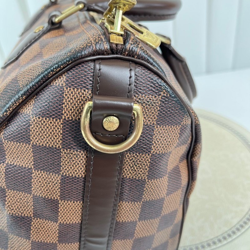 LV speedy25經典棕棋盤格手提包 可拆卸肩帶-17