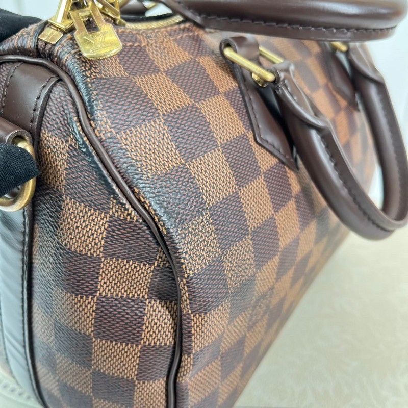 LV speedy25經典棕棋盤格手提包 可拆卸肩帶-18
