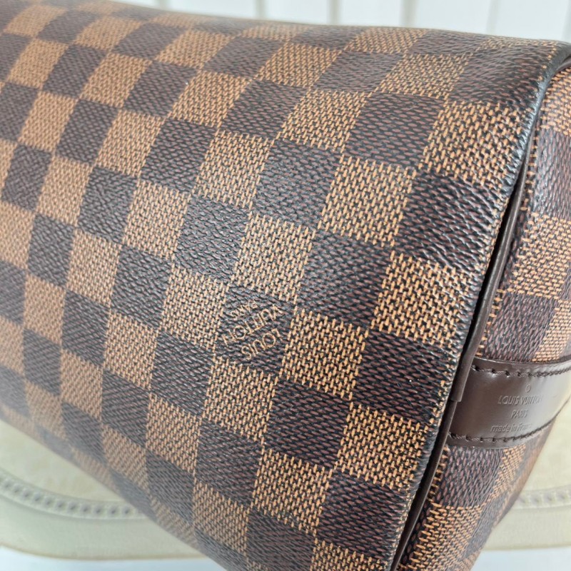 LV speedy25經典棕棋盤格手提包 可拆卸肩帶-22