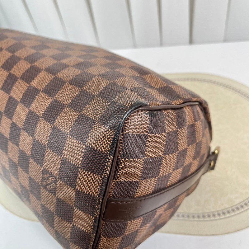 LV speedy25經典棕棋盤格手提包 可拆卸肩帶-23