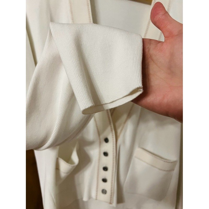 🌟經典款 salvatore ferragamo 女款白色針織外套 S號-2
