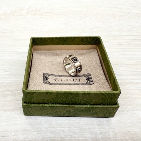 GUCCI戒指925銀雙G Marmont 寬戒指627729