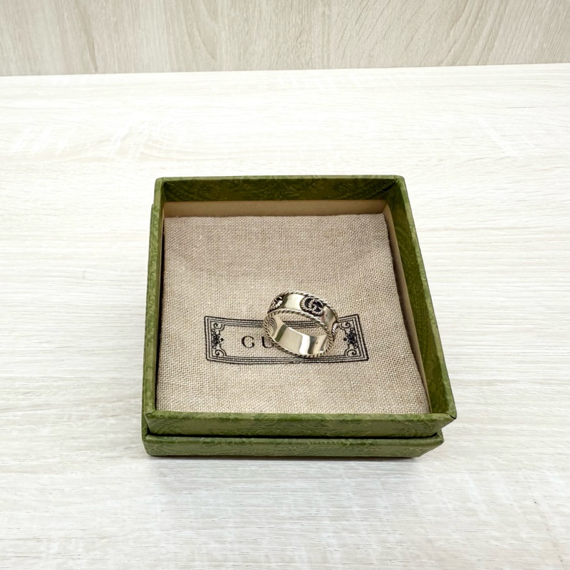 GUCCI戒指925銀雙G Marmont 寬戒指627729-1