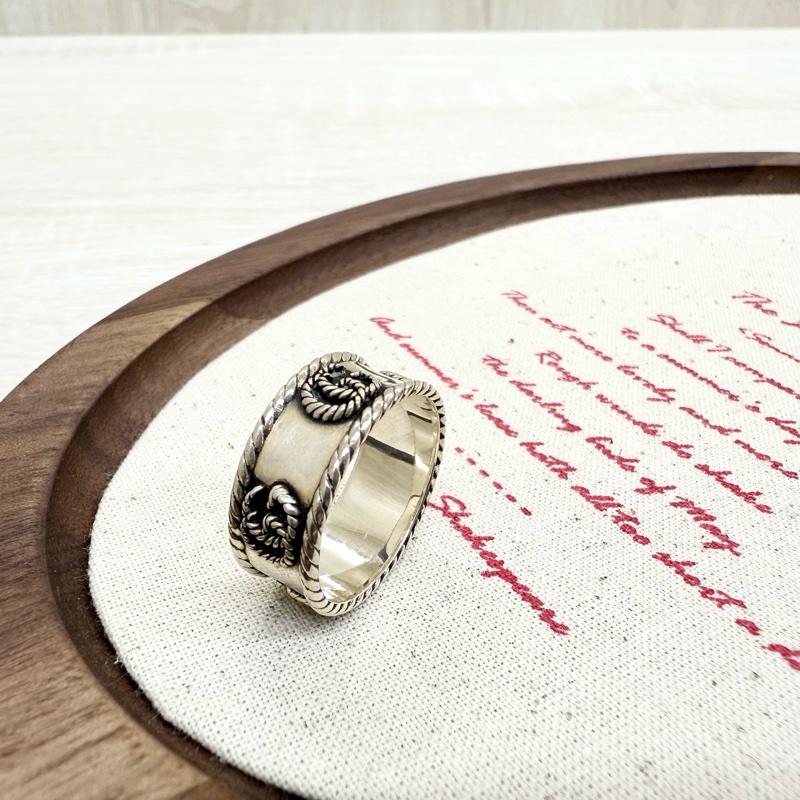 GUCCI戒指925銀雙G Marmont 寬戒指627729-3