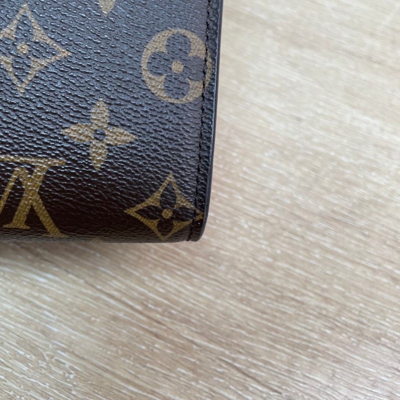 LV victoire維多利亞老花拼紅色鏈條包-10