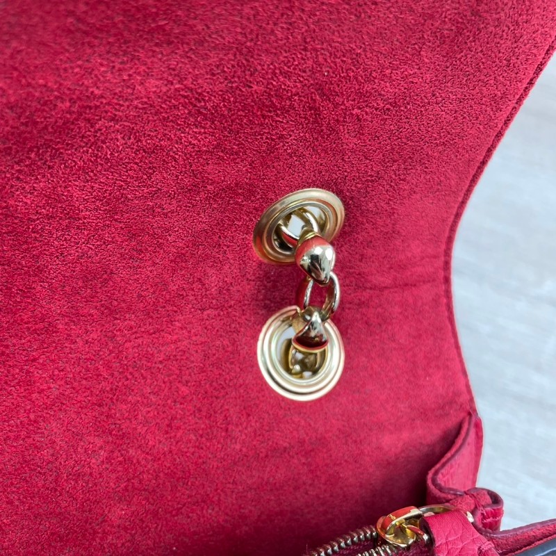 LV victoire維多利亞老花拼紅色鏈條包-16