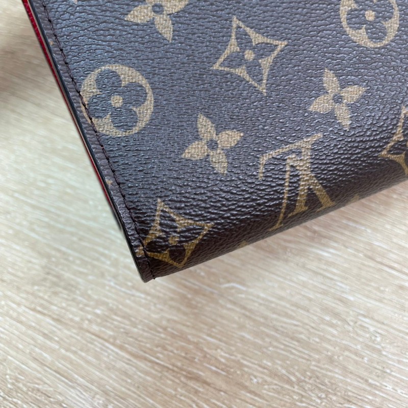 LV victoire維多利亞老花拼紅色鏈條包-20