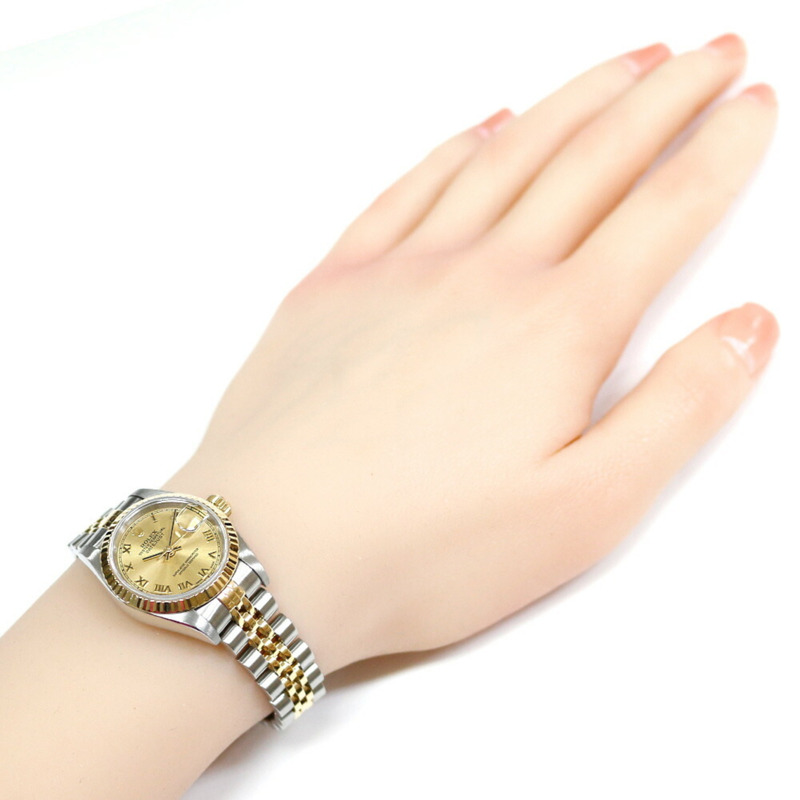 勞力士蠔式恆動日誌型腕錶，不銹鋼材質，型號79173，自動上鍊，經全面翻新和拋光，K字編號，女士款，羅馬數字時標。-1