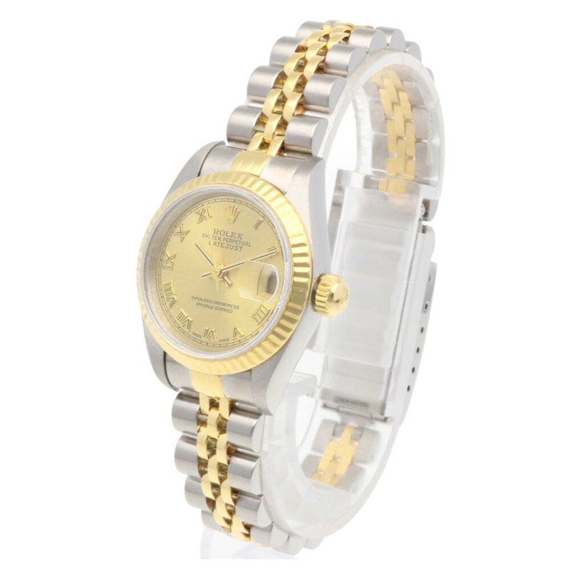 勞力士蠔式恆動日誌型腕錶，不銹鋼材質，型號79173，自動上鍊，經全面翻新和拋光，K字編號，女士款，羅馬數字時標。-2